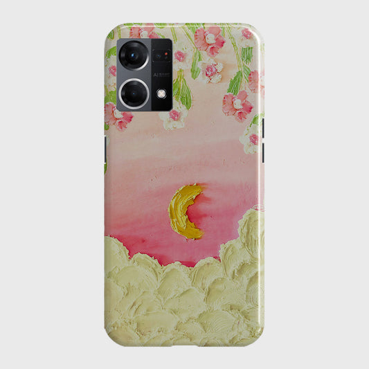 Oppo F21 Pro 4G Cover - Floral Series - Design 7 - Pink & Yellow - Matte Finish - Snap On Hard Case with LifeTime Colors Guarantee