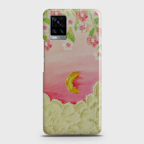 Vivo V20  Cover - Floral Series - Design 7 - Pink & Yellow - Matte Finish - Snap On Hard Case with LifeTime Colors Guarantee