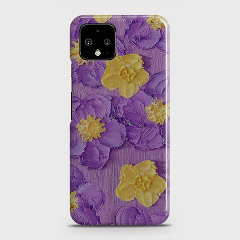 Google Pixel 4 Cover - Floral Series - Design 8 - Purple & Yellow - Matte Finish - Snap On Hard Case with LifeTime Colors Guarantee