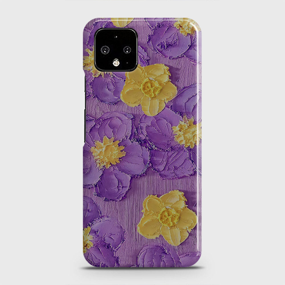 Google Pixel 4 XL Cover - Floral Series - Design 8 - Purple & Yellow - Matte Finish - Snap On Hard Case with LifeTime Colors Guarantee