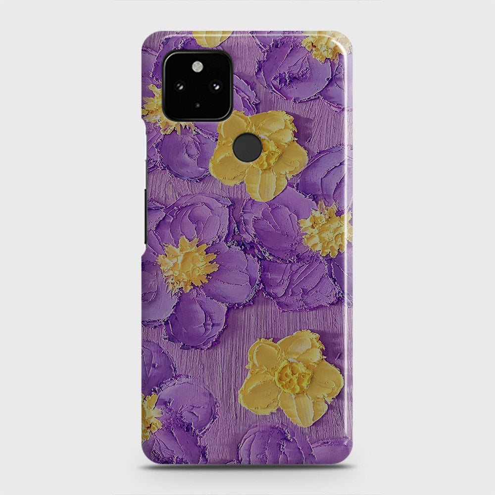 Google Pixel 5 Cover - Floral Series - Design 8 - Purple & Yellow - Matte Finish - Snap On Hard Case with LifeTime Colors Guarantee