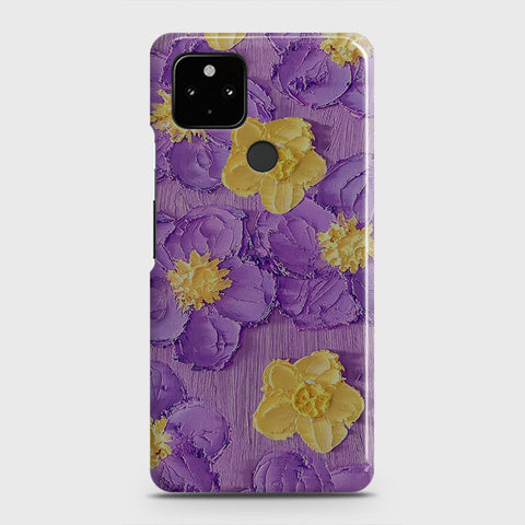 Google Pixel 5 Cover - Floral Series - Design 8 - Purple & Yellow - Matte Finish - Snap On Hard Case with LifeTime Colors Guarantee