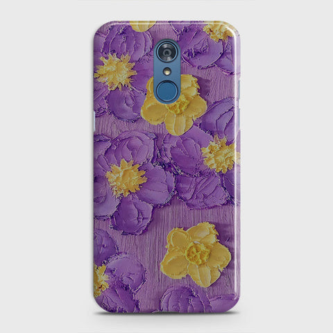 LG Q7 Cover - Floral Series  - Design 8 - Purple & Yellow - Matte Finish - Snap On Hard Case with LifeTime Colors Guarantee