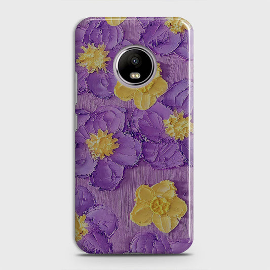 Motorola E4 Cover - Floral Series - Design 8 - Purple & Yellow - Matte Finish - Snap On Hard Case with LifeTime Colors Guarantee