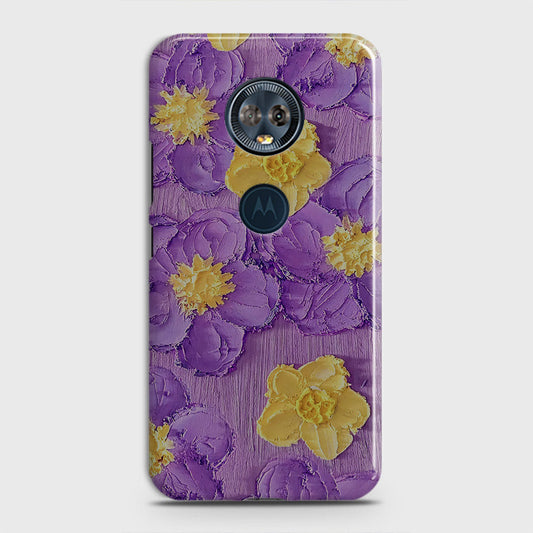 Motorola E5 Plus Cover - Floral Series - Design 8 - Purple & Yellow - Matte Finish - Snap On Hard Case with LifeTime Colors Guarantee