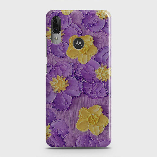 Motorola Moto E6 Plus Cover - Floral Series - Design 8 - Purple & Yellow - Matte Finish - Snap On Hard Case with LifeTime Colors Guarantee