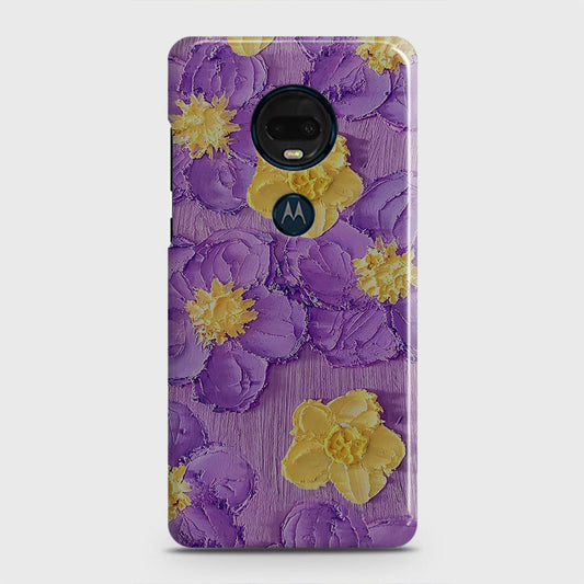 Motorola Moto G7 Plus Cover - Floral Series - Design 8 - Purple & Yellow - Matte Finish - Snap On Hard Case with LifeTime Colors Guarantee