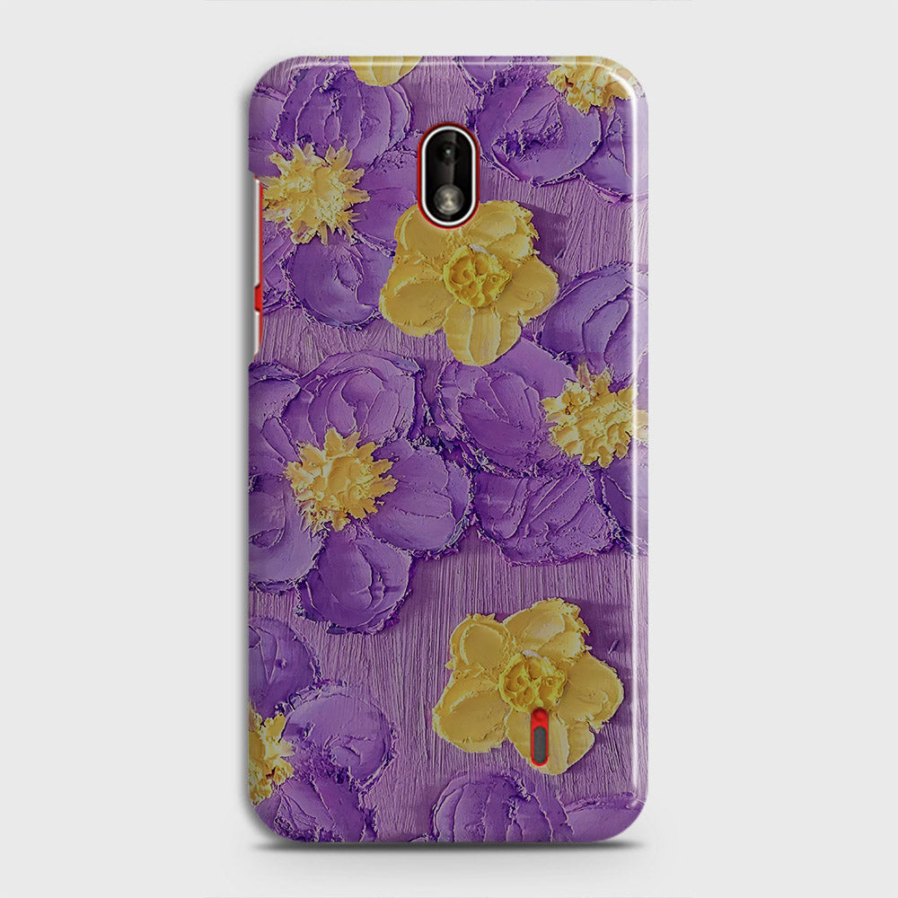 Nokia 1 Plus Cover - Floral Series - Design 8 - Purple & Yellow - Matte Finish - Snap On Hard Case with LifeTime Colors Guarantee