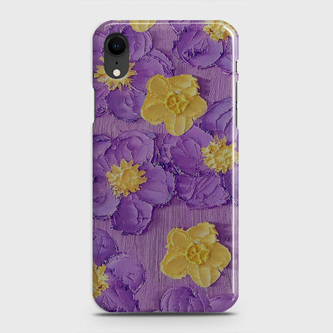 iPhone XR Cover - Floral Series - Design 8 - Purple & Yellow - Matte Finish - Snap On Hard Case with LifeTime Colors Guarantee