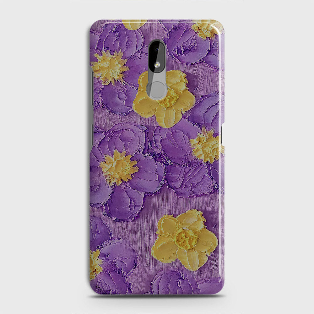 Nokia 3.2 Cover - Floral Series - Design 8 - Purple & Yellow - Matte Finish - Snap On Hard Case with LifeTime Colors Guarantee