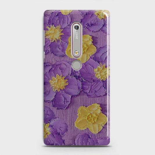 Nokia 6.1 Cover - Floral Series - Design 8 - Purple & Yellow - Matte Finish - Snap On Hard Case with LifeTime Colors Guarantee