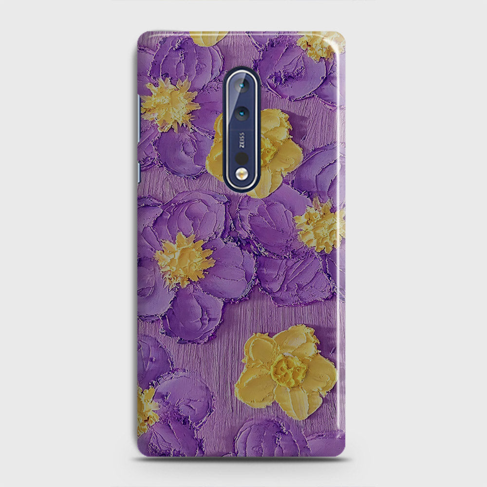 Nokia 8 Cover - Floral Series - Design 8 - Purple & Yellow - Matte Finish - Snap On Hard Case with LifeTime Colors Guarantee