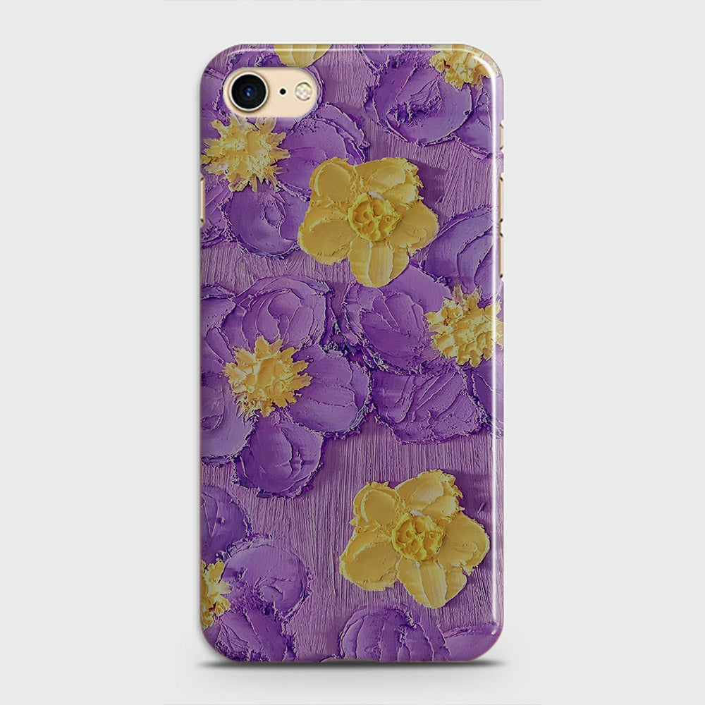 iPhone 8 Cover - Floral Series - Design 8 - Purple & Yellow - Matte Finish - Snap On Hard Case with LifeTime Colors Guarantee