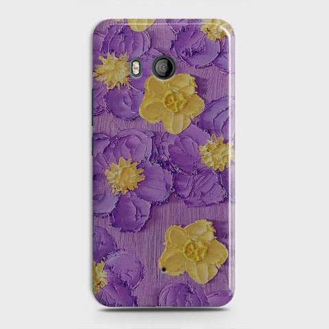 HTC U11  Cover - Floral Series - Design 8 - Purple & Yellow - Matte Finish - Snap On Hard Case with LifeTime Colors Guarantee