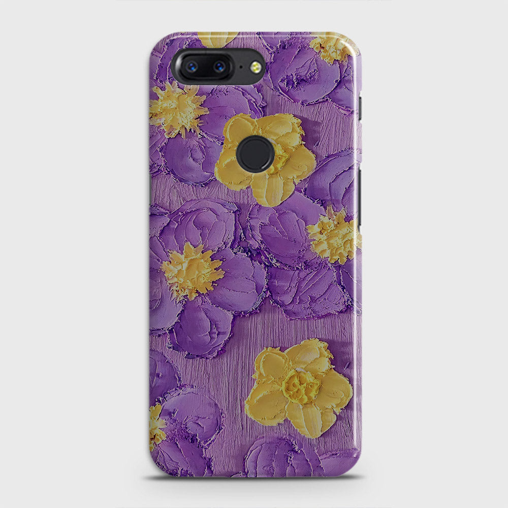 OnePlus 5T  Cover - Floral Series - Design 8 - Purple & Yellow - Matte Finish - Snap On Hard Case with LifeTime Colors Guarantee