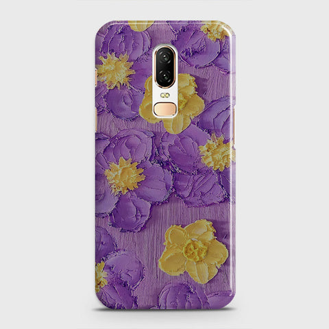 OnePlus 6  Cover - Floral Series - Design 8 - Purple & Yellow - Matte Finish - Snap On Hard Case with LifeTime Colors Guarantee