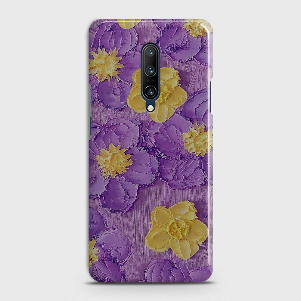 OnePlus 7 Pro  Cover - Floral Series - Design 8 - Purple & Yellow - Matte Finish - Snap On Hard Case with LifeTime Colors Guarantee