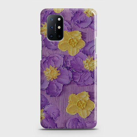 OnePlus 8T  Cover - Floral Series - Design 8 - Purple & Yellow - Matte Finish - Snap On Hard Case with LifeTime Colors Guarantee