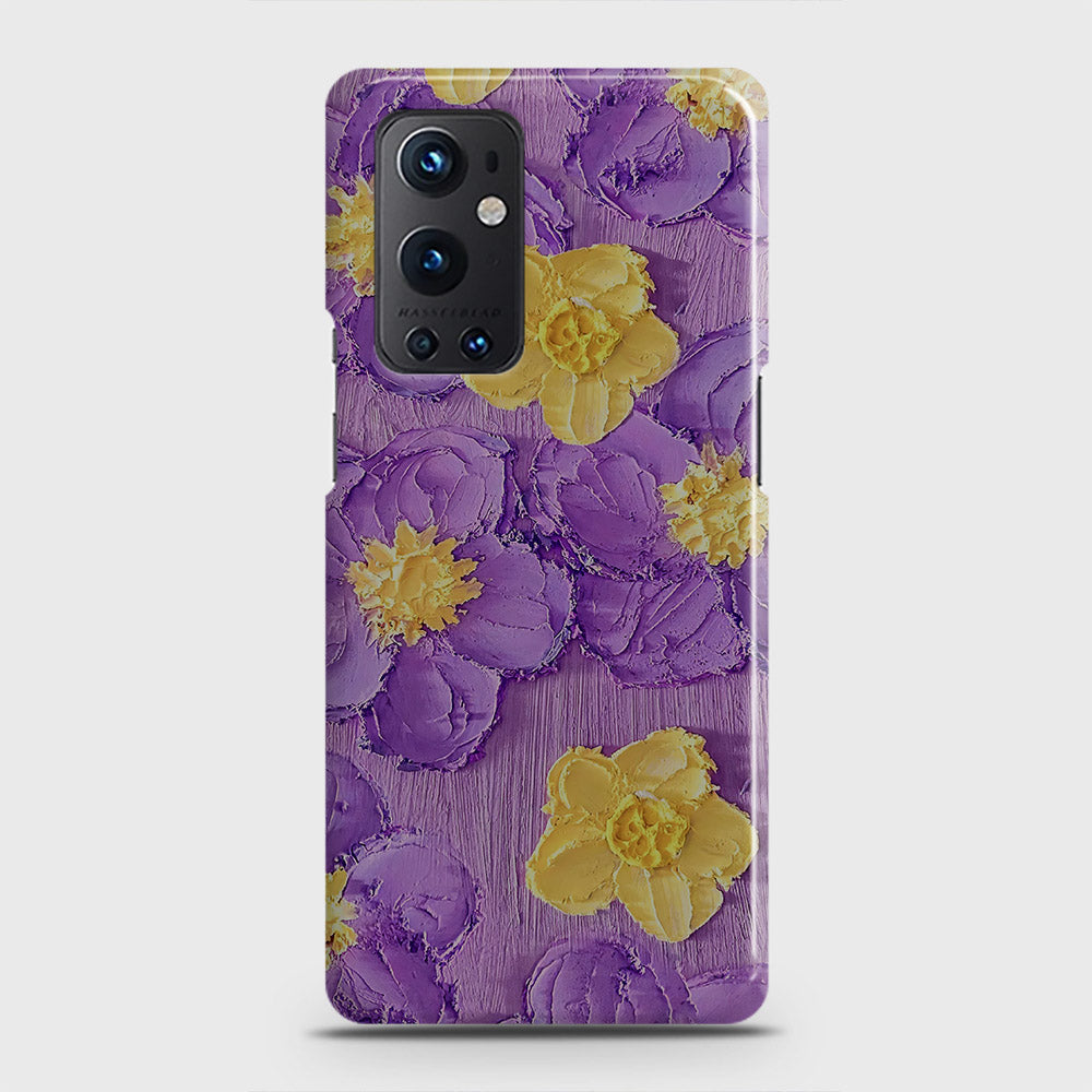 OnePlus 9 Pro  Cover - Floral Series - Design 8 - Purple & Yellow - Matte Finish - Snap On Hard Case with LifeTime Colors Guarantee