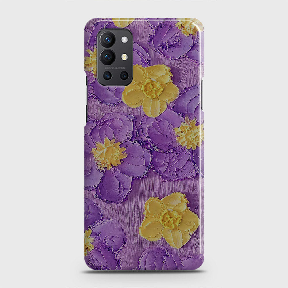 OnePlus 9R  Cover - Floral Series - Design 8 - Purple & Yellow - Matte Finish - Snap On Hard Case with LifeTime Colors Guarantee