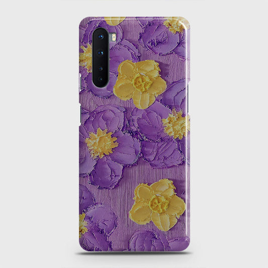 OnePlus Nord  Cover - Floral Series - Design 8 - Purple & Yellow - Matte Finish - Snap On Hard Case with LifeTime Colors Guarantee