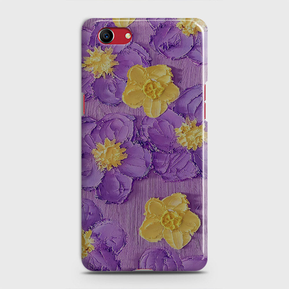 Oppo A1k  Cover - Floral Series - Design 8 - Purple & Yellow - Matte Finish - Snap On Hard Case with LifeTime Colors Guarantee