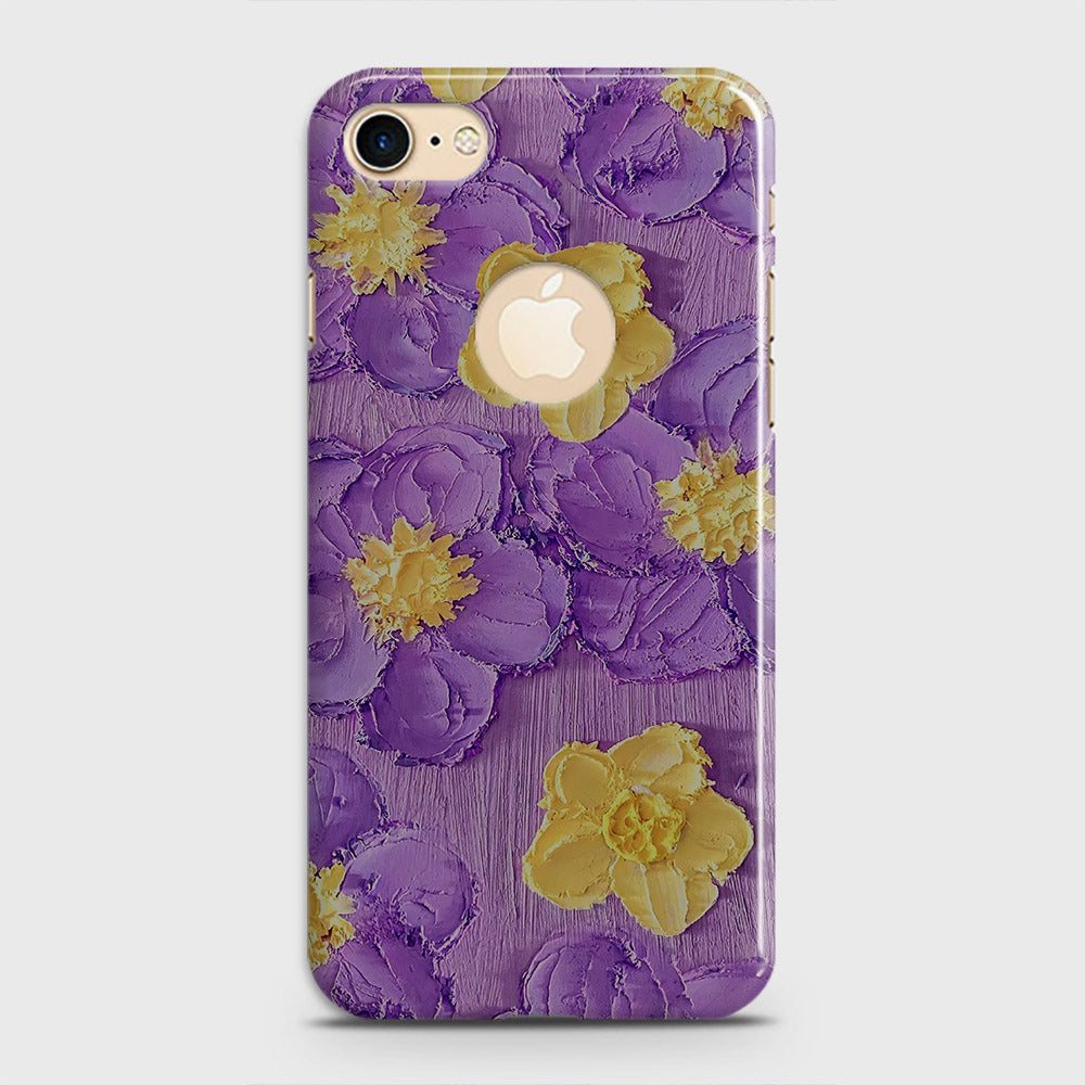 iPhone 7 Cover - Floral Series - Design 8 - Purple & Yellow - Matte Finish - Snap On Hard Case with LifeTime Colors Guarantee