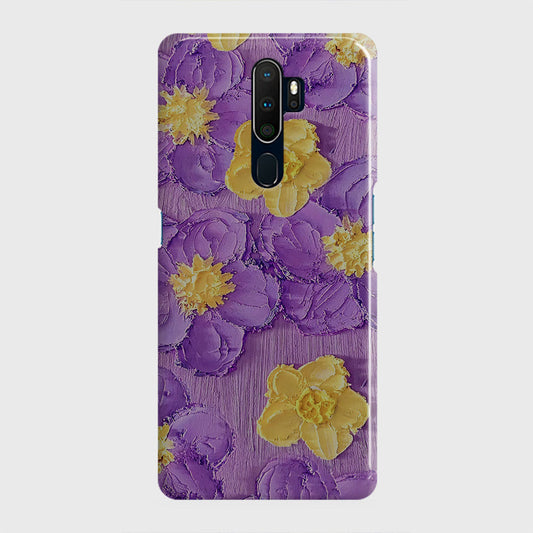 Oppo A5 2020 Cover - Floral Series - Design 8 - Purple & Yellow - Matte Finish - Snap On Hard Case with LifeTime Colors Guarantee