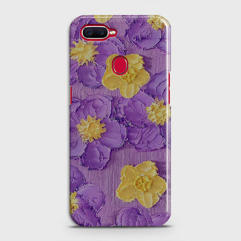 Oppo A7 Cover - Floral Series - Design 8 - Purple & Yellow - Matte Finish - Snap On Hard Case with LifeTime Colors Guarantee