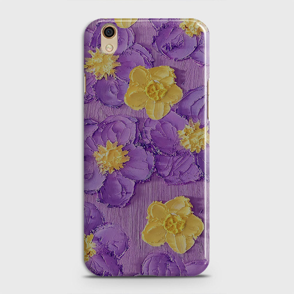 Oppo A37 Cover - Floral Series - Design 8 - Purple & Yellow - Matte Finish - Snap On Hard Case with LifeTime Colors Guarantee