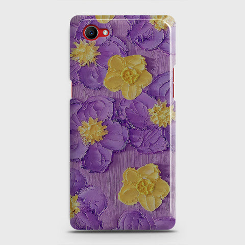 Oppo F7 Youth Cover - Floral Series - Design 8 - Purple & Yellow - Matte Finish - Snap On Hard Case with LifeTime Colors Guarantee