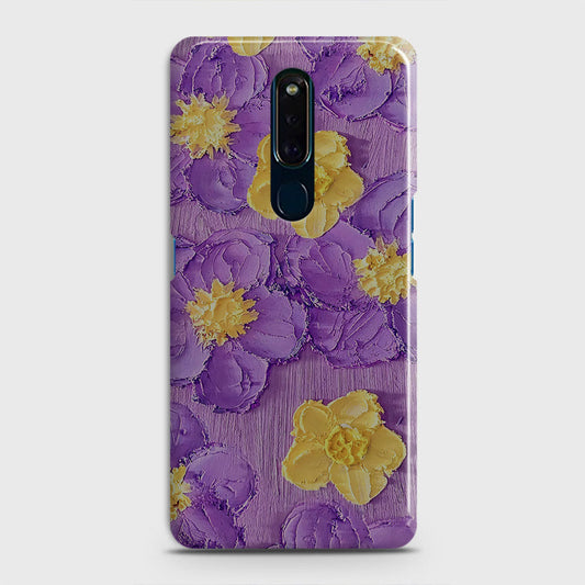 Oppo F11 Cover - Floral Series - Design 8 - Purple & Yellow - Matte Finish - Snap On Hard Case with LifeTime Colors Guarantee