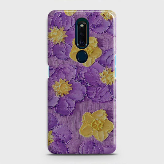 Oppo F11 Pro Cover - Floral Series - Design 8 - Purple & Yellow - Matte Finish - Snap On Hard Case with LifeTime Colors Guarantee