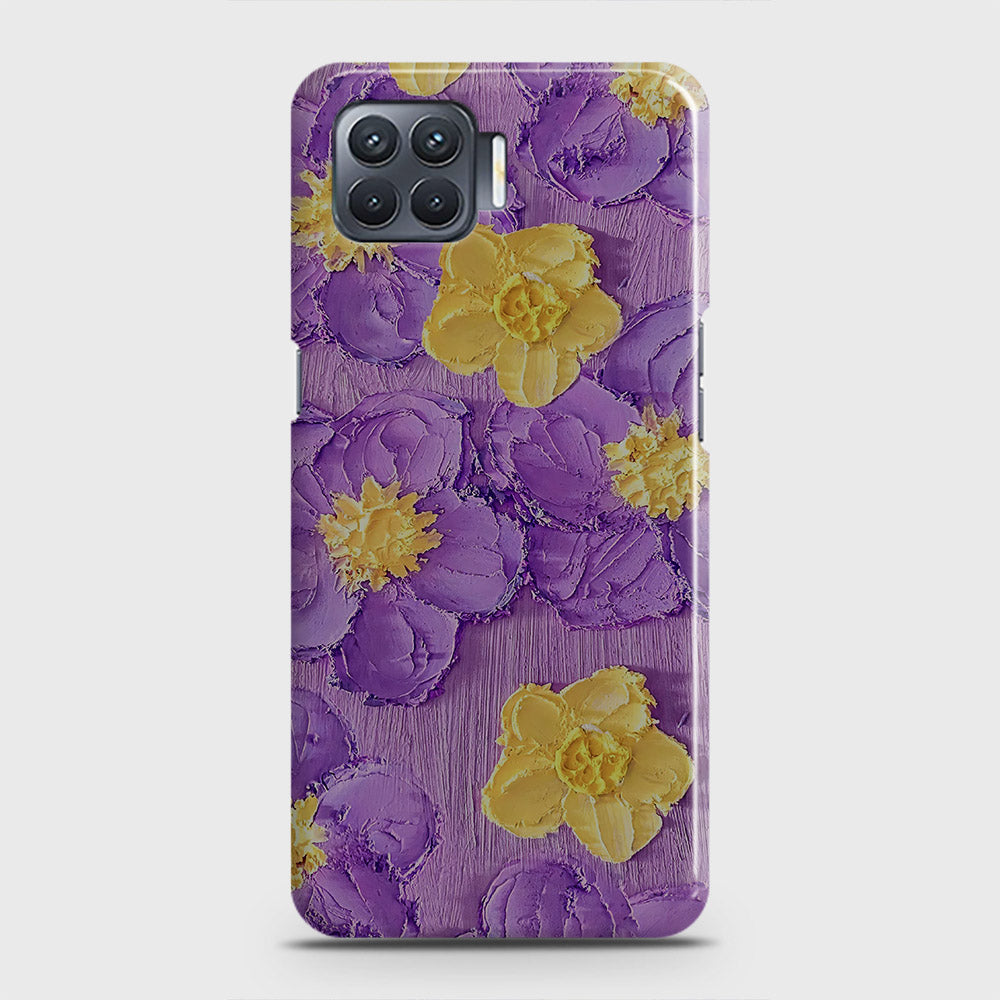 Oppo F17 Cover - Floral Series - Design 8 - Purple & Yellow - Matte Finish - Snap On Hard Case with LifeTime Colors Guarantee