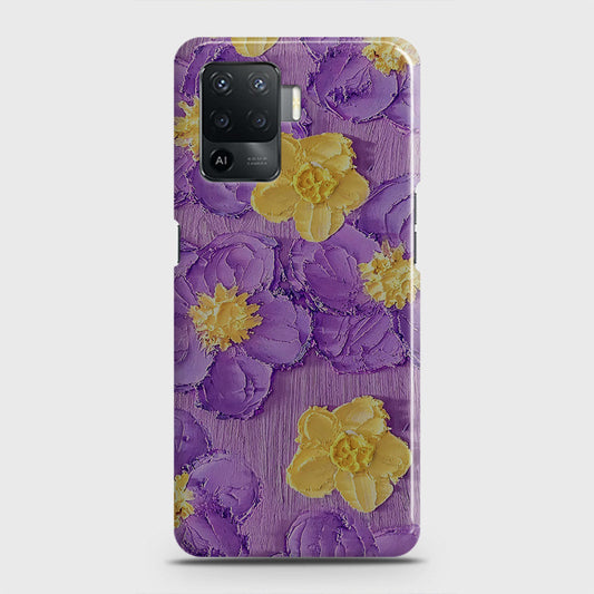 Oppo F19 Pro Cover - Floral Series - Design 8 - Purple & Yellow - Matte Finish - Snap On Hard Case with LifeTime Colors Guarantee