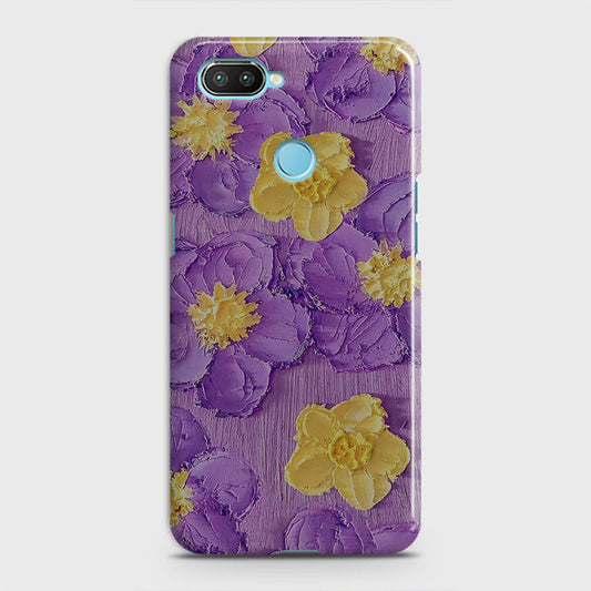 Realme 2 Cover - Floral Series - Design 8 - Purple & Yellow - Matte Finish - Snap On Hard Case with LifeTime Colors Guarantee