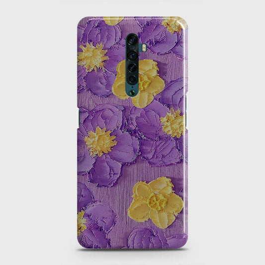 Oppo Reno 2 Cover - Floral Series - Design 8 - Purple & Yellow - Matte Finish - Snap On Hard Case with LifeTime Colors Guarantee