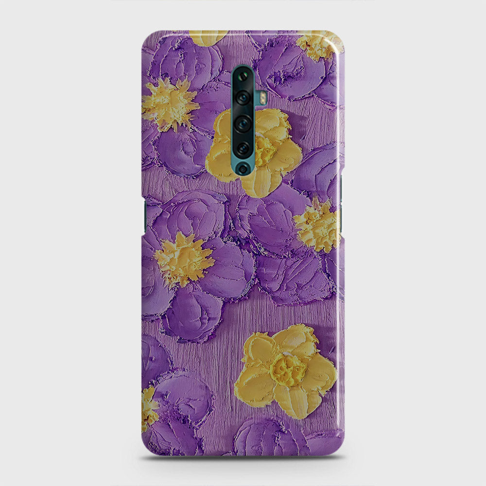 Oppo Reno 2F Cover - Floral Series - Design 8 - Purple & Yellow - Matte Finish - Snap On Hard Case with LifeTime Colors Guarantee