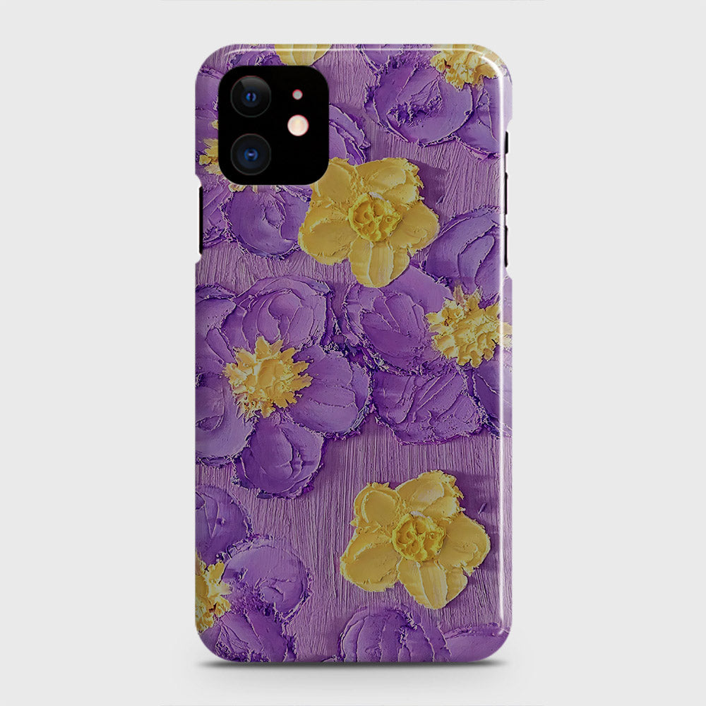 iPhone 12 Cover - Floral Series - Design 8 - Purple & Yellow - Matte Finish - Snap On Hard Case with LifeTime Colors Guarantee