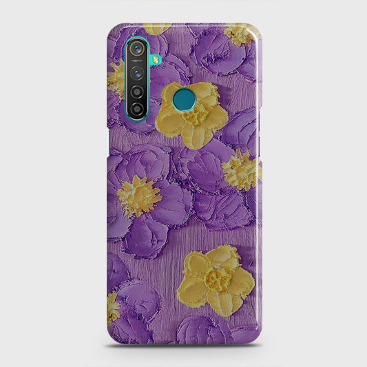 Realme 5 Cover - Floral Series - Design 8 - Purple & Yellow - Matte Finish - Snap On Hard Case with LifeTime Colors Guarantee