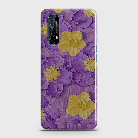 Realme 7 Cover - Floral Series - Design 8 - Purple & Yellow - Matte Finish - Snap On Hard Case with LifeTime Colors Guarantee