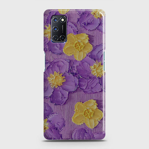 Oppo A52 Cover - Floral Series - Design 8 - Purple & Yellow - Matte Finish - Snap On Hard Case with LifeTime Colors Guarantee