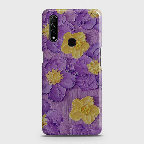 Oppo A8 Cover - Floral Series - Design 8 - Purple & Yellow - Matte Finish - Snap On Hard Case with LifeTime Colors Guarantee