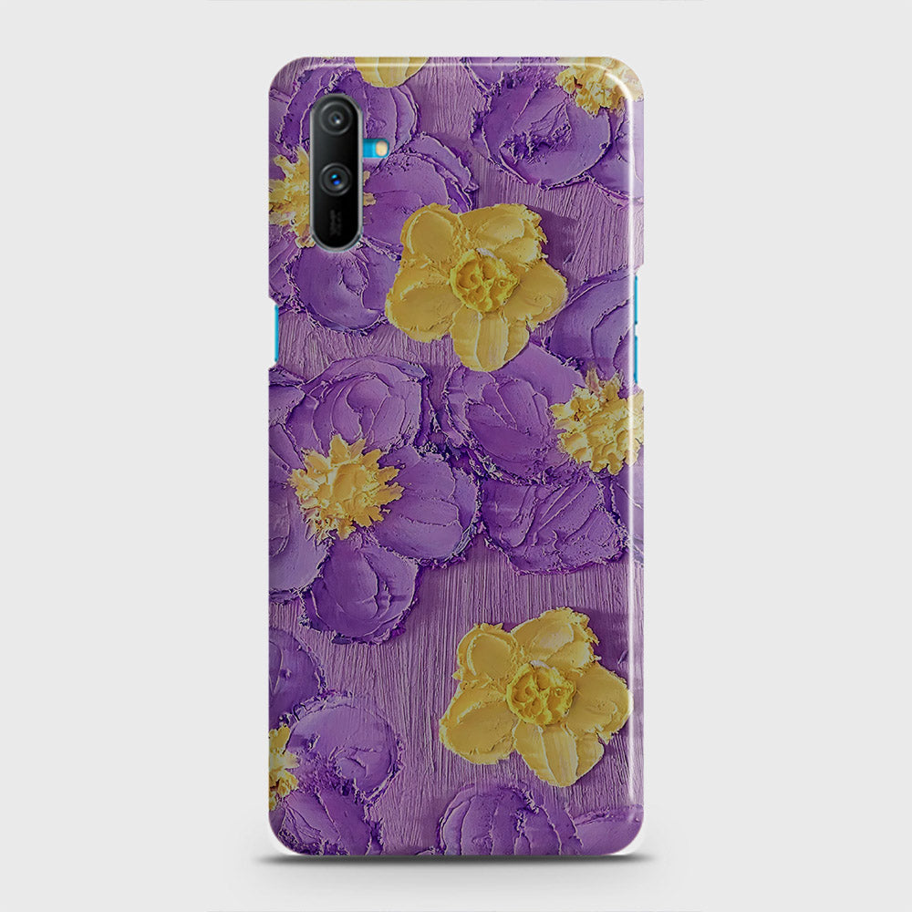 Realme C3 Cover - Floral Series - Design 8 - Purple & Yellow - Matte Finish - Snap On Hard Case with LifeTime Colors Guarantee