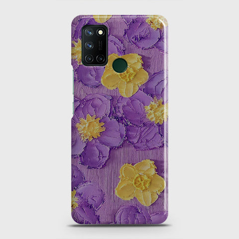 Realme 7i Cover - Floral Series - Design 8 - Purple & Yellow - Matte Finish - Snap On Hard Case with LifeTime Colors Guarantee