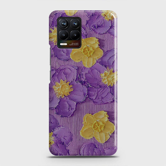 Realme 8 Cover - Floral Series - Design 8 - Purple & Yellow - Matte Finish - Snap On Hard Case with LifeTime Colors Guarantee