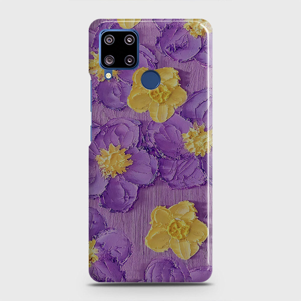 Realme C15 Cover - Floral Series - Design 8 - Purple & Yellow - Matte Finish - Snap On Hard Case with LifeTime Colors Guarantee