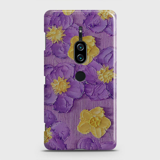 Sony Xperia XZ2 Premium Cover - Floral Series - Design 8 - Purple & Yellow - Matte Finish - Snap On Hard Case with LifeTime Colors Guarantee