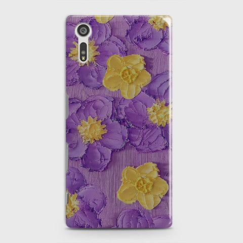 Sony Xperia XZ / XZs Cover - Floral Series - Design 8 - Purple & Yellow - Matte Finish - Snap On Hard Case with LifeTime Colors Guarantee