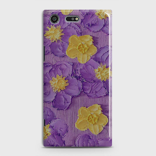 Sony Xperia XZ Premium Cover - Floral Series - Design 8 - Purple & Yellow - Matte Finish - Snap On Hard Case with LifeTime Colors Guarantee